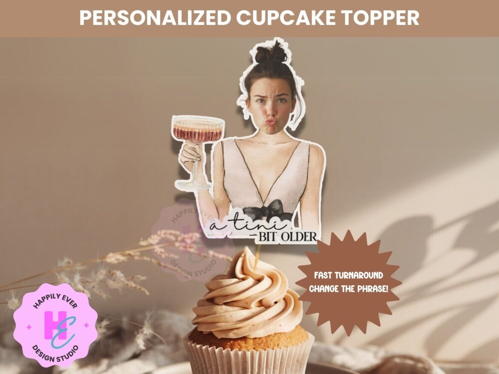 Personalized Tini Bit Older cupcake toppers with custom photo