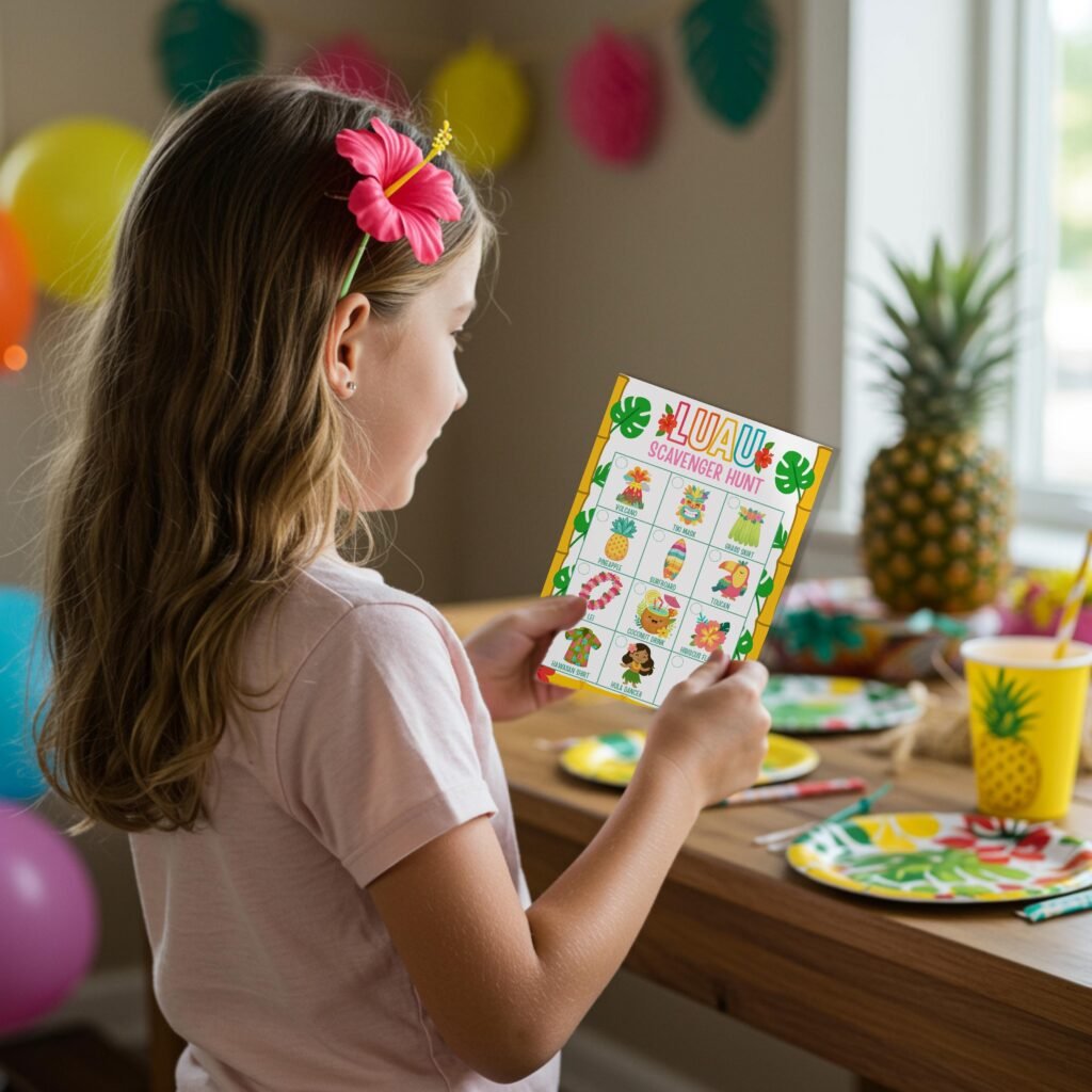 Luau Scavenger Hunt , Luau Games for Kids, Aloha Scavemger hunt Game, Hawaii Birthday Games, Treasure Hunt Hawaii Theme, Tiki Party Games image 3