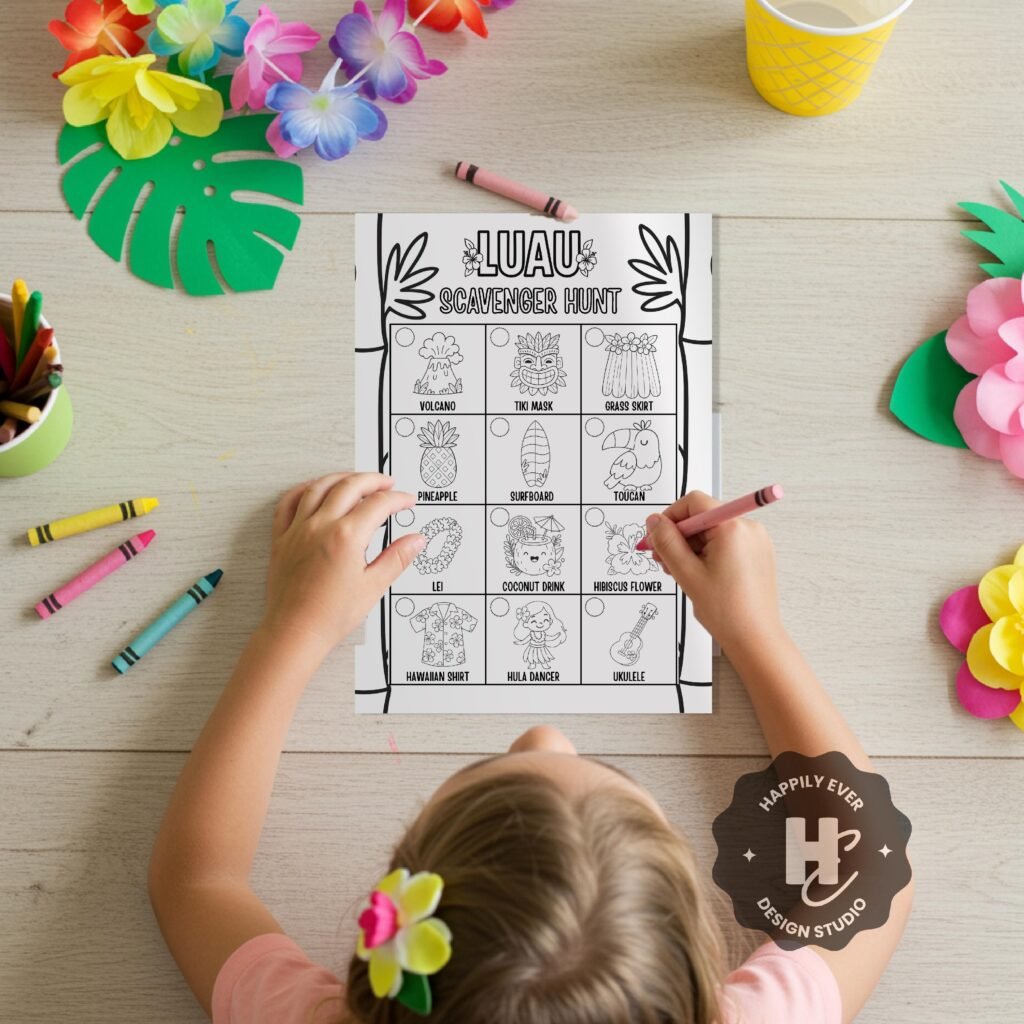Luau Scavenger Hunt , Luau Games for Kids, Aloha Scavemger hunt Game, Hawaii Birthday Games, Treasure Hunt Hawaii Theme, Tiki Party Games image 4