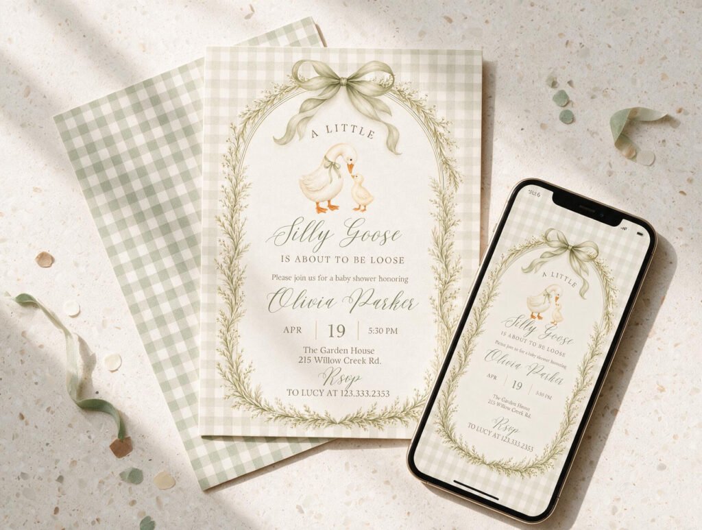 Silly Goose Baby Shower Invitation Template — listing image 1