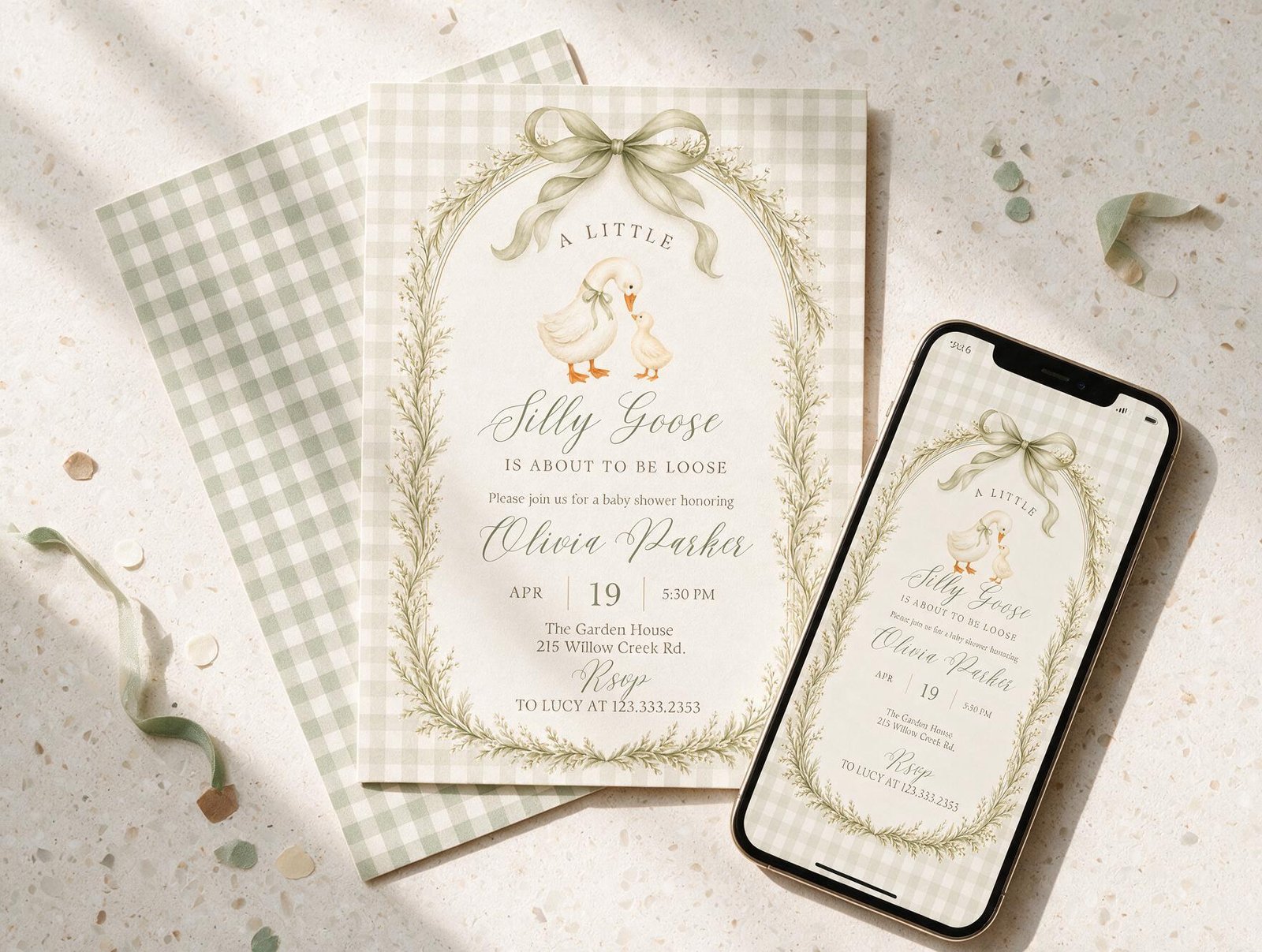 Silly Goose Baby Shower Invitation Template — listing image 1