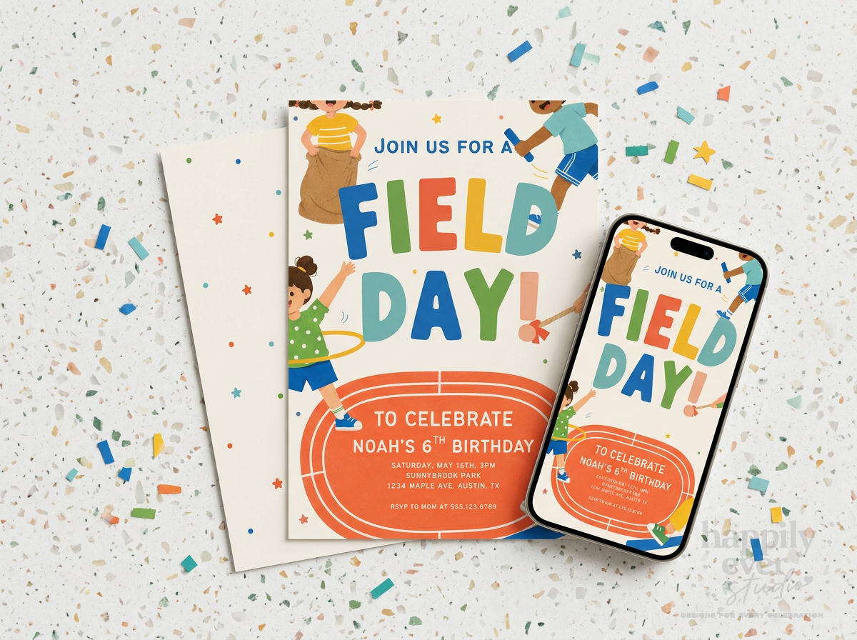 Game On Field Day Birthday Invitation — Hero